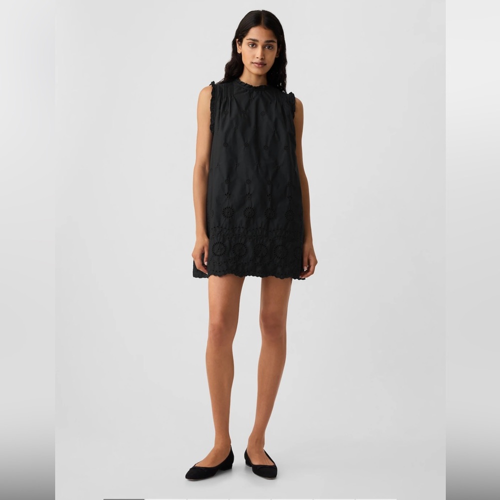 Gap × DOEN Eyelet Mini Dress BLACK NWT size M